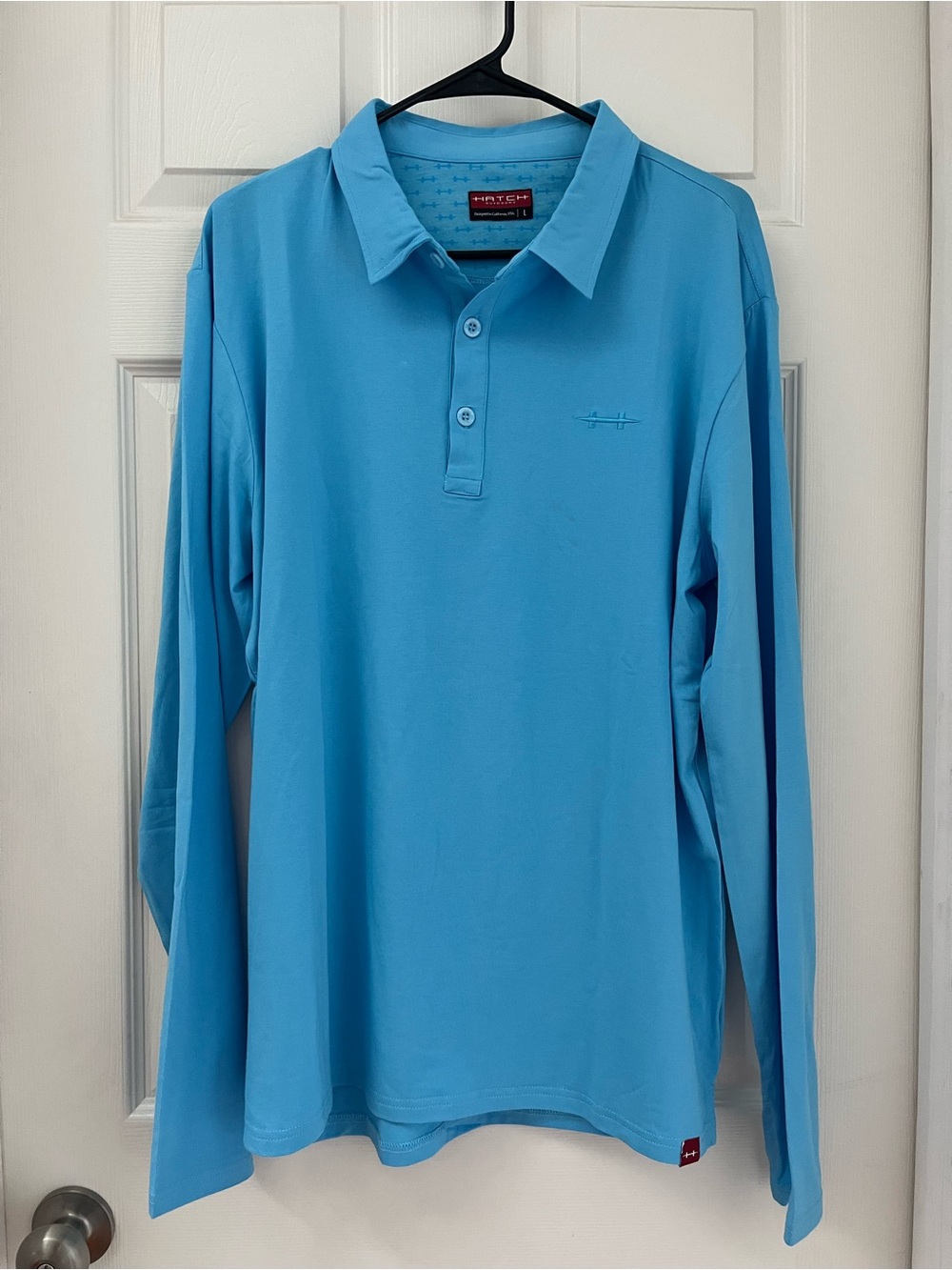 Hatch Outdoors Men's Long-Sleeve Blue Polo Shirt